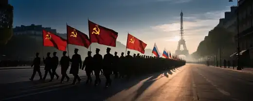 Париж встретил участников "Бессмертного полка" с символикой победы